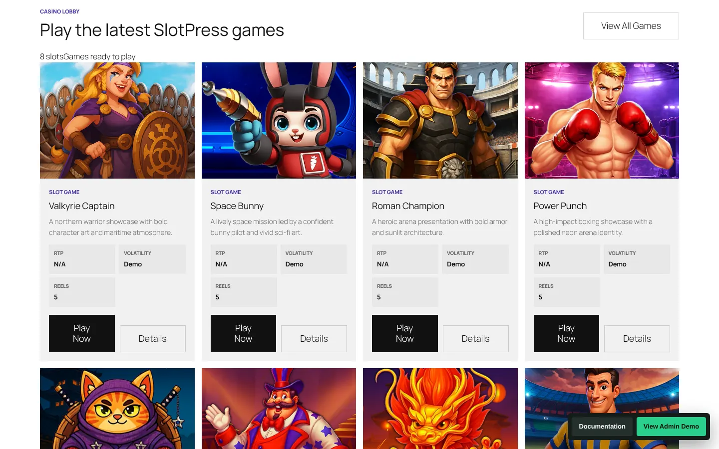 SlotPress game lobby
