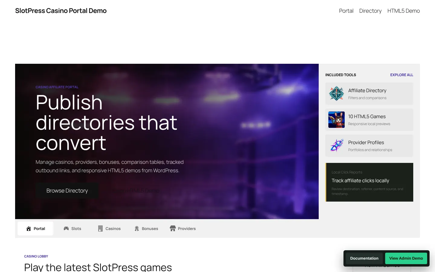 SlotPress Casino Portal