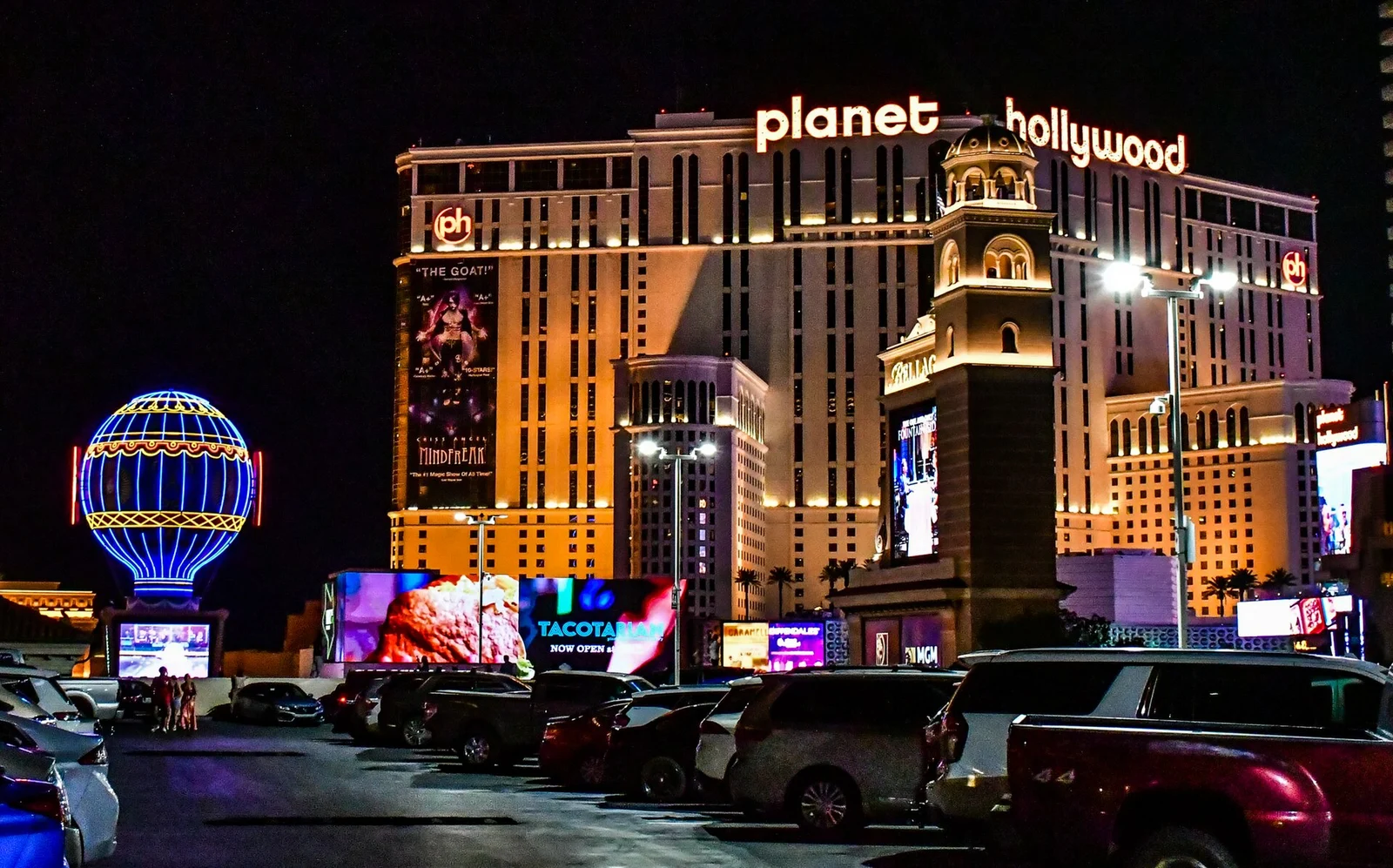 Planet Hollywood hotel at night in Las Vegas, photographed in July 2025; a venue file photo, not the 2026 conference.